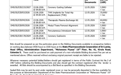 Procurement Notices – State Pharmaceuticals Corporation of Sri Lanka