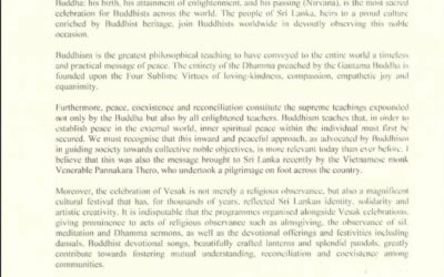 Vesak Day Messages