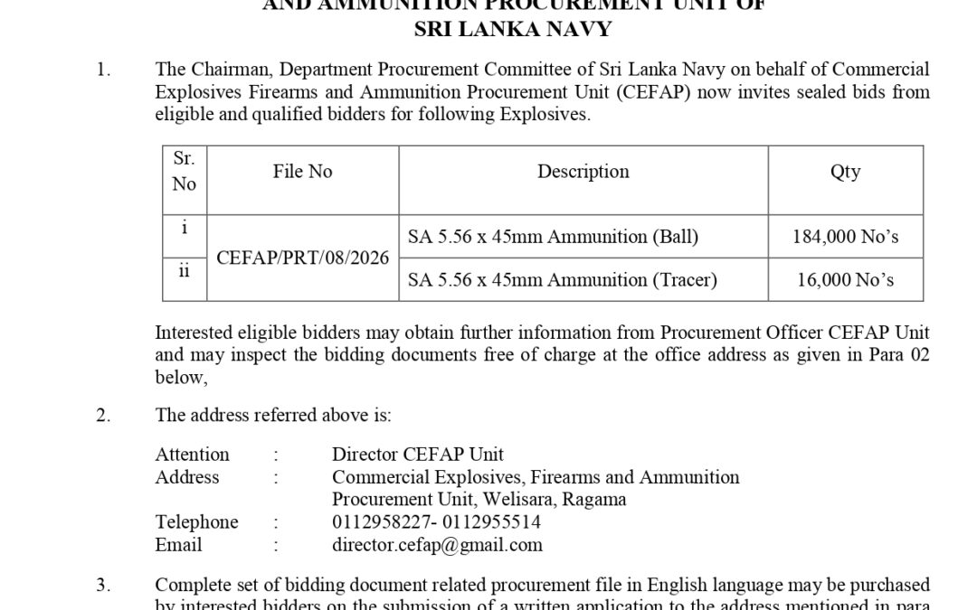 Procurement Notices – Ministry of Defence Procurement Notices – Ministry Defence